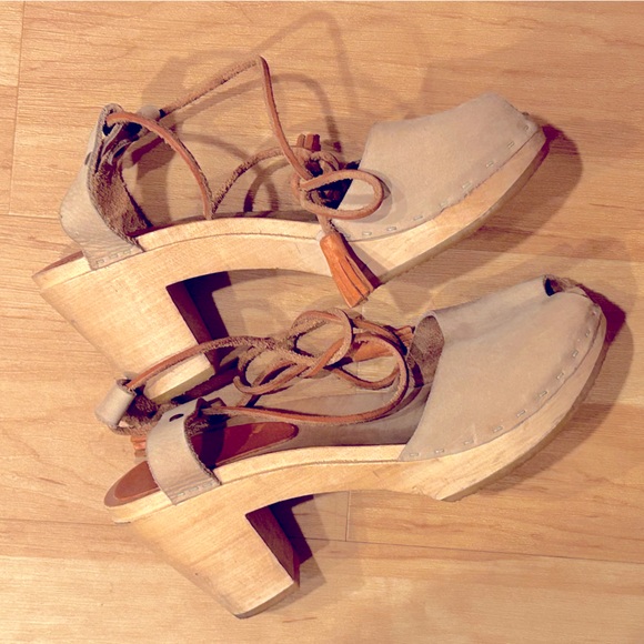 Bryr Clogs Peep-toe blush nubuck sz 38 US 8 - Picture 4 of 9